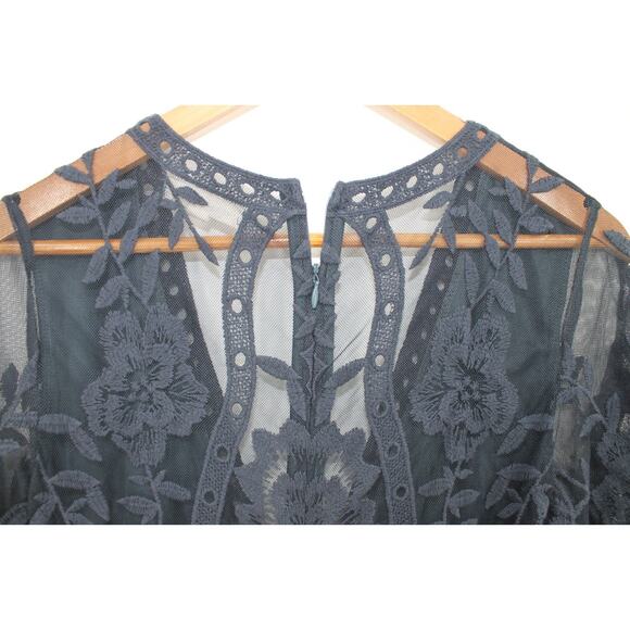 Honey Punch Navy Blue Sheer Mesh Lace Romper Fairy Grunge Ethereal Boho Size S - Picture 5 of 12